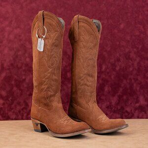 Lane Women Fire Away Brown Suede Western Cowboy Round Toe Knee Boots sz 6